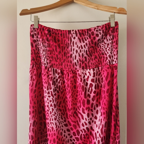 The Arte by Zenana Pink Cheetah Print Strapless Maxi Dress Size M - Picture 2 of 6